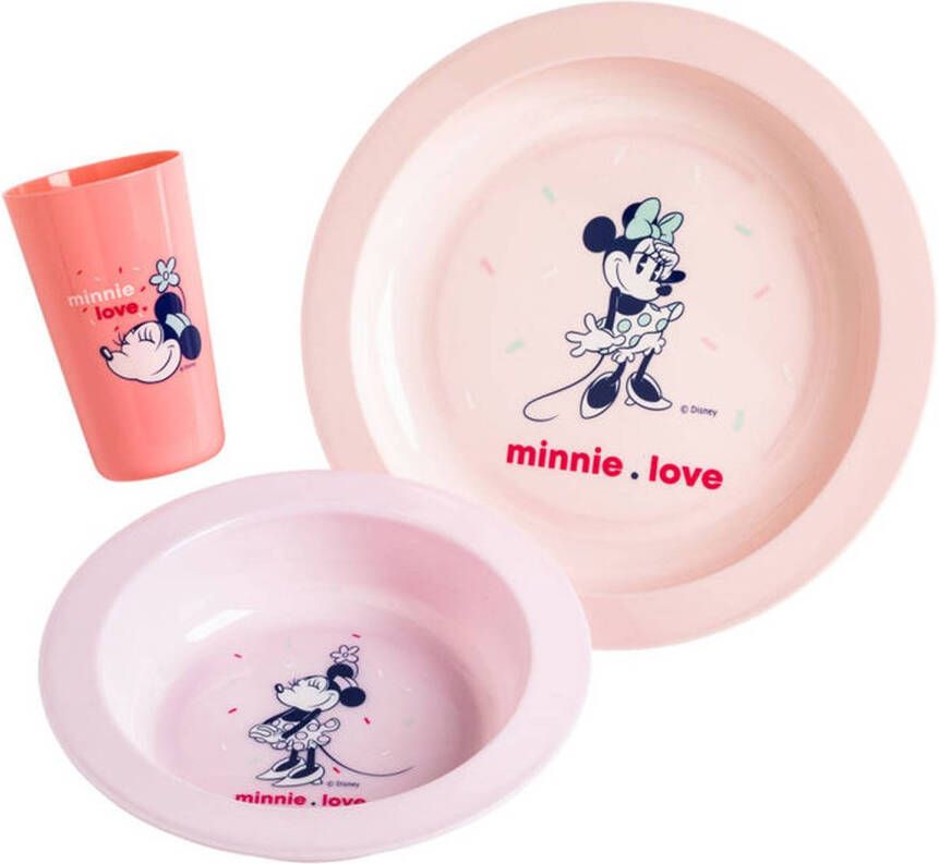 Disney 3-delige Minnie confetti-maaltijddoos: bord kom en beker polypropyleen