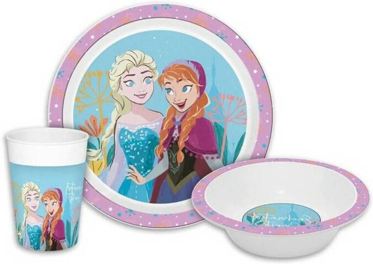 Disney Frozen- kinder ontbijt set 3-delig lila paars kunststof Serviessets