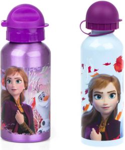 Disney Frozen Kinderdrinkfles veiligheidssluiting 2 stuks- per fles 500 ML Drinkbeker Frozen aluminium fles
