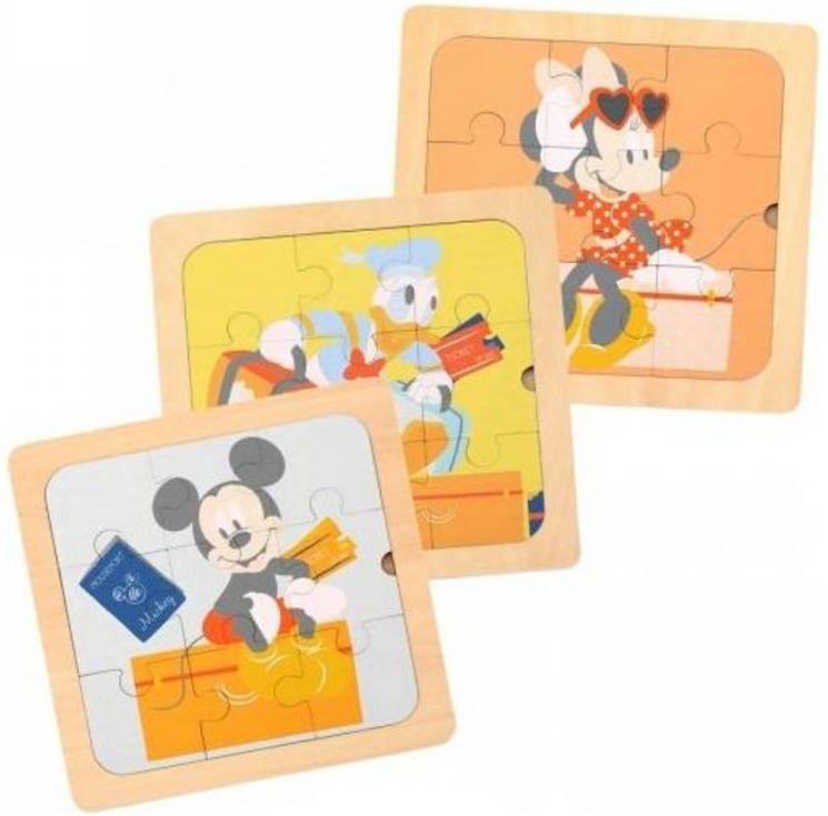 Disney legpuzzels Mickey Mouse junior 22 cm hout 3-delig