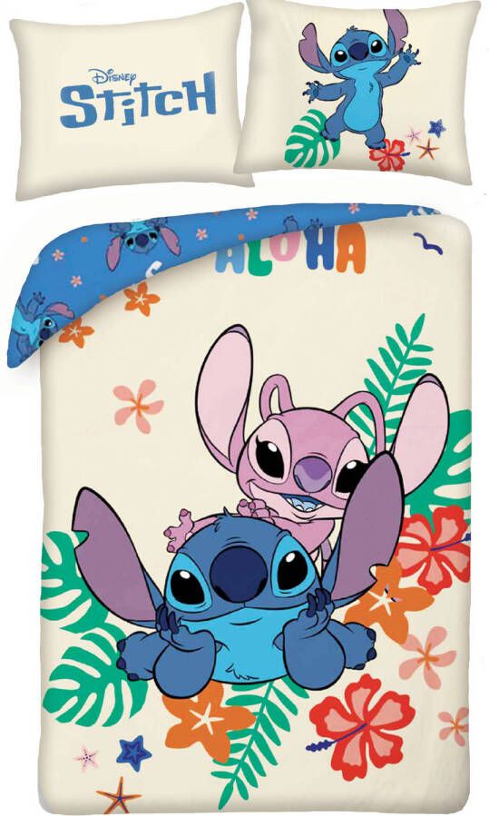 Disney Lilo & Stitch Dekbedovertrek Aloha Love Eenpersoons 140 x 200 + 70 x 90 cm Katoen