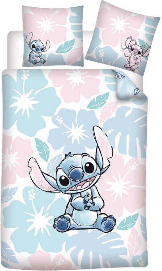 Disney Lilo & Stitch Dekbedovertrek Tropical Flowers Eenpersoons 140 x 200 cm Polykatoen