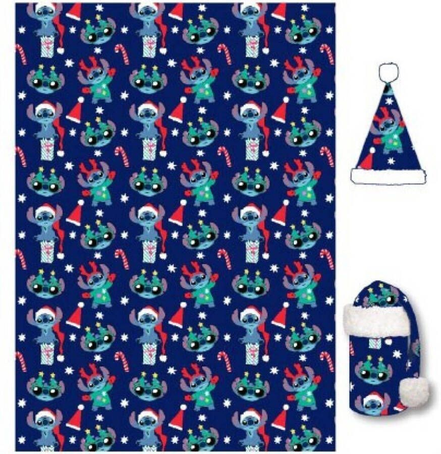 Disney Lilo & Stitch Fleeceplaid met muts Kerst 100 x 140 cm Polyester