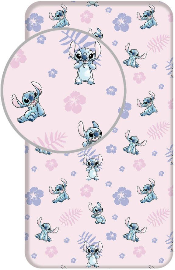 Disney Lilo & Stitch Hoeslaken Pink Eenpersoons 90 x 200cm Katoen