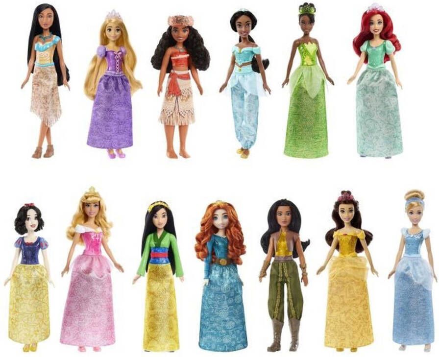 Disney Mattel Sparkling Princesses-speelset met 13 poppen met sprankelende mode en accessoires 3 jaar HPG74