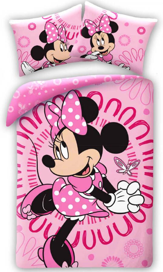 Disney Minnie Mouse Dekbedovertrek Roze- Eenpersoons 140 x 200 cm Katoen