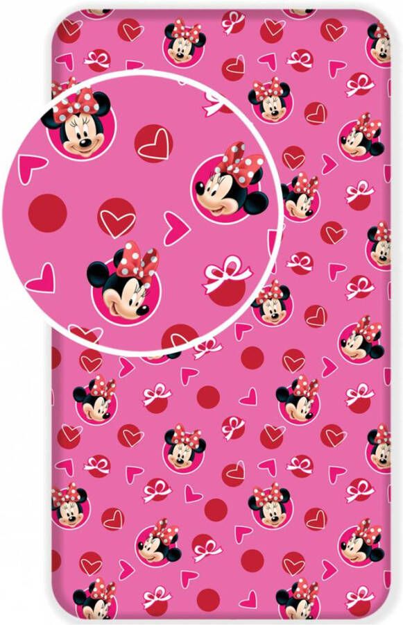 Disney Minnie Mouse Hoeslaken Hearts 90 x 200 cm Katoen