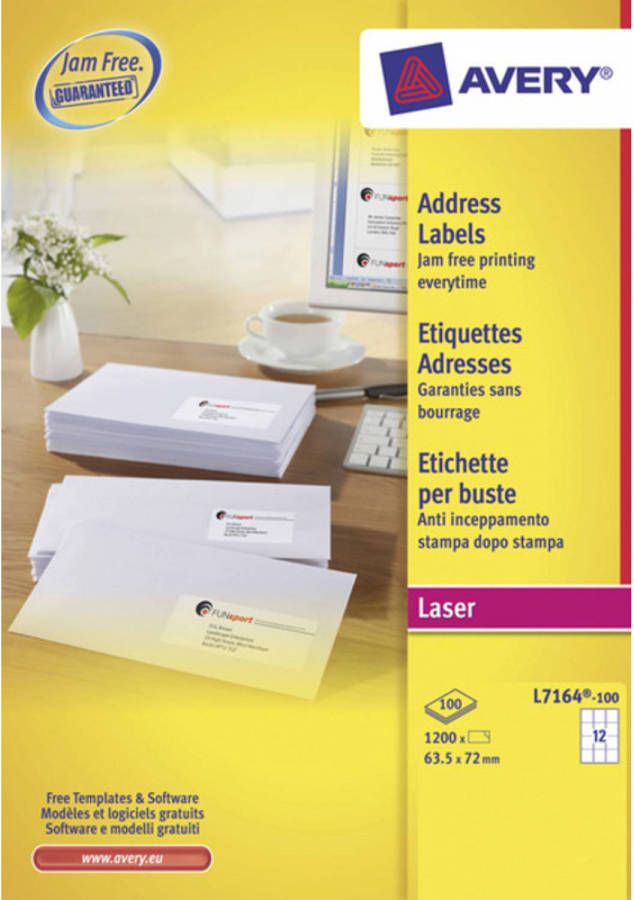 OfficeTown adresetiket Avery QuickPeel 63 5x72 wit 100 vel 12 etiketten per vel