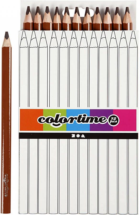 No brand Colortime kleurpotloden Jumbo 5 mm vulling bruin 12 stuks