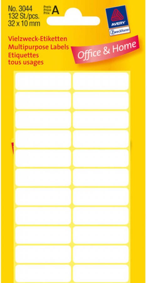 Pakhuis etiket Zweckform 32x10mm wit blister a 132 etiketjes