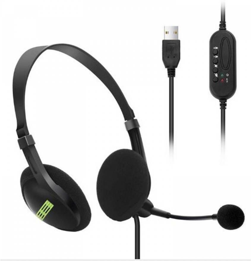 DealDonkey FEDEC Noisecanceling Computer Headset Met USB-kabel Zwart