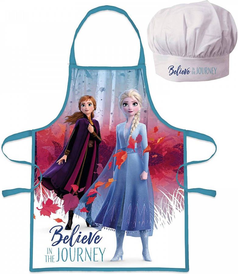 Shoppartners Frozen schort en koksmuts meisjes 36 cm polyester blauw