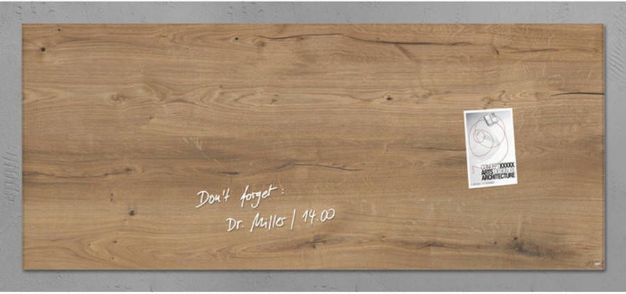 Sigel Glasmagneetbord Artverum 1300x550x15mm Natural Wood Design Met 2 Magneten