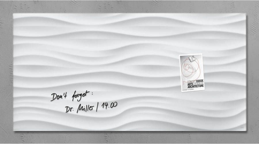Sigel Glasmagneetbord Artverum 910x460x15mm White Wave Design Met 3 Magneten