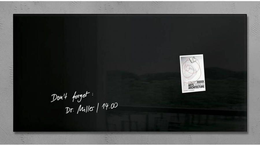 Sigel Glasmagneetbord Artverum 910x460x15mm Zwart Met 3 Magneten