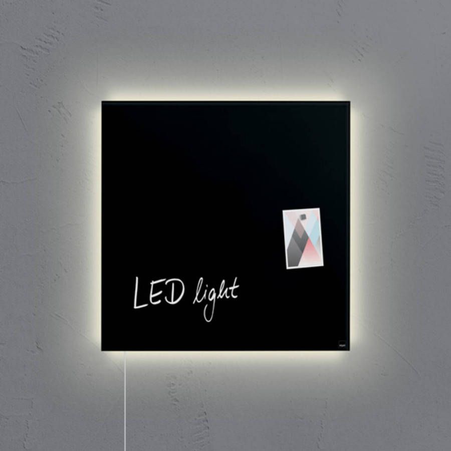 Sigel Glasmagneetbord Artverum Ledverlichting 480x480x15mm Zwart Met 3 Magneten