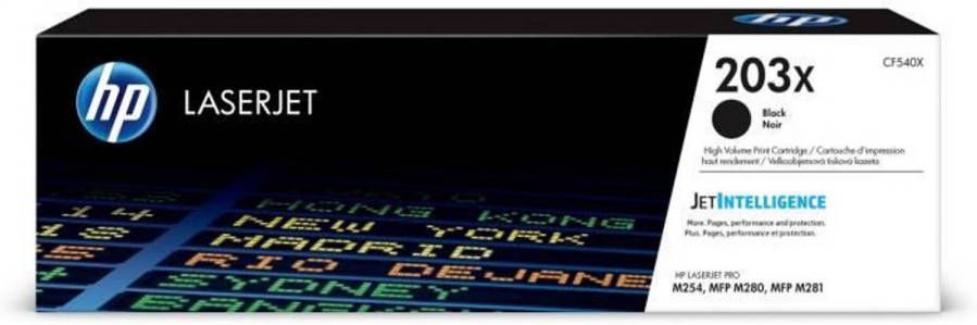 HP 203X originele zwarte LaserJet tonercartridge (CF540X) voor Color LaserJet Pro M254 M280 M281
