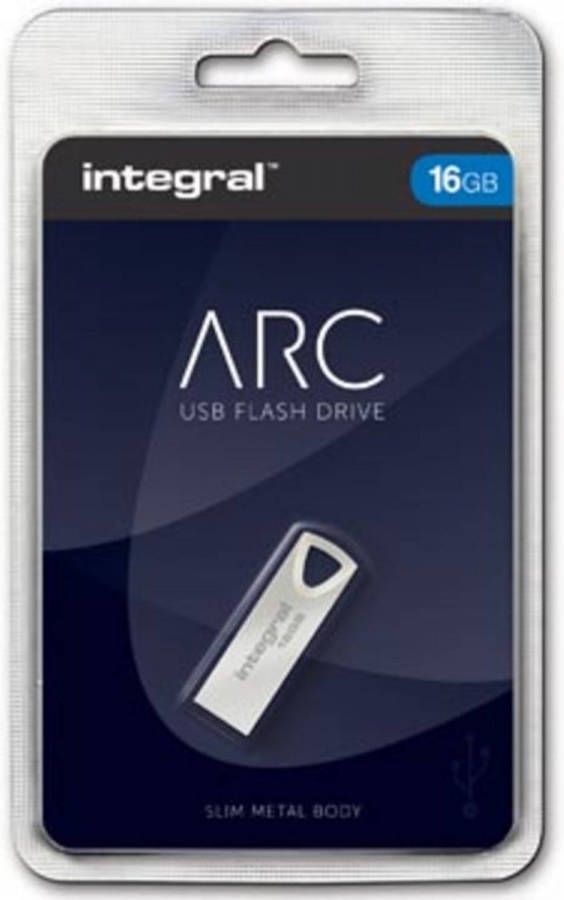 4allshop Integral ARC USB stick 2.0 16 GB zilver