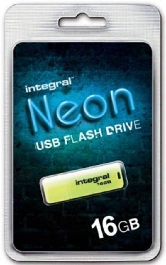 Paagman Integral Neon USB 2.0 stick 16 GB geel