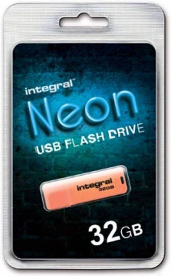 4allshop Integral Neon USB 2.0 stick 32 GB oranje