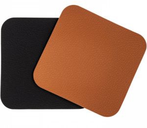 Jay Hill Onderzetters Vegan leer Zwart Cognac dubbelzijdig 10 x 10 cm 6 stuks