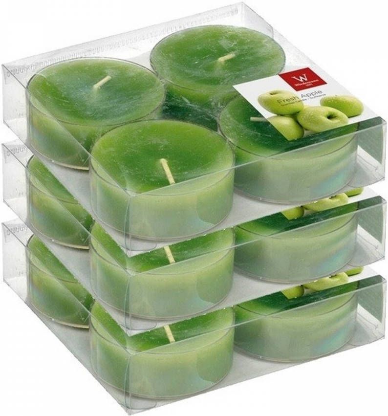 Trend Candles 12x Maxi geurtheelichtjes appel groen 8 branduren Geurkaarsen appelgeur Grote waxinelichtjes