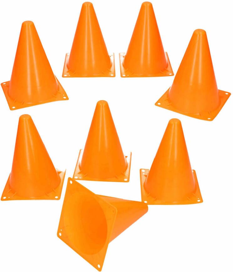 Merkloos 12x Veldsport voetbal training pionnen oranje 17 cm Pionnen