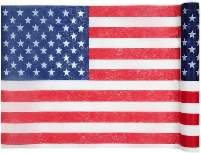 Merkloos 1x Amerikaanse vlag tafellopers op rol 500 cm feestversiering Feesttafelzeilen