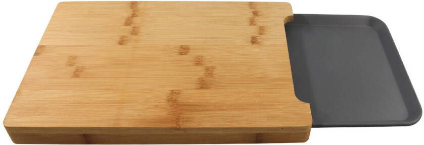 Merkloos 1x Bamboe snij serveerplanken met kunststof opvangbak 38 x 26 cm rechthoekig Snijplanken