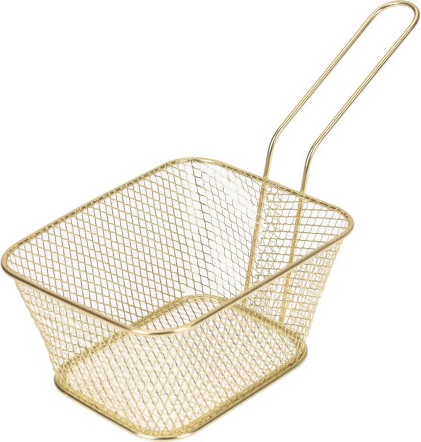 Merkloos 1x Gouden patat snack serveermandjes frituurmandjes 24 cm Serveerschalen