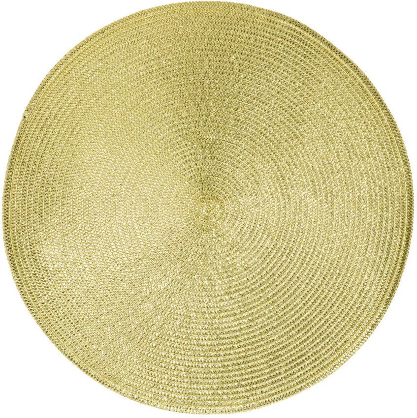 Merkloos 1x Ronde placemats glimmend goud 38 cm geweven gevlochten Placemats