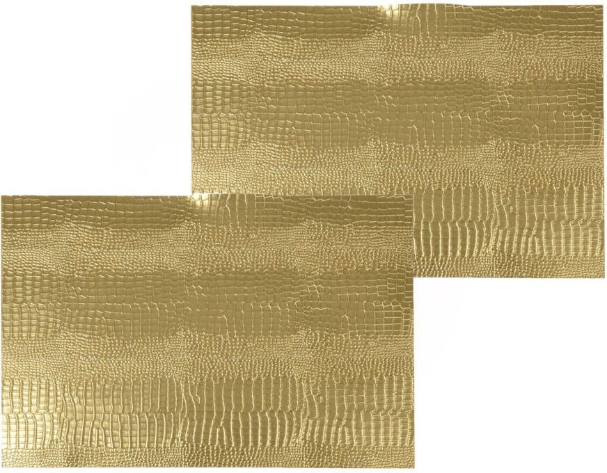 Merkloos 1x stuks rechthoekige placemats goud glitter 30 x 45 cm van kunststof Placemats