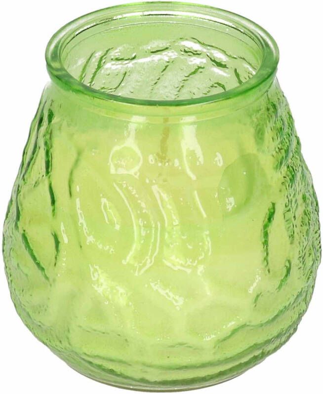 Merkloos Sans marque 1x Windlicht geurkaars citronella tegen muggen groen glas Geurkaarsen citrus geur Glazen lantaarn Anti muggen citronella