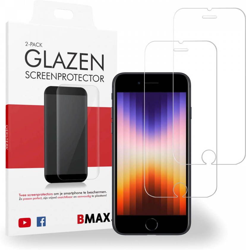HomeLiving 2-pack BMAX Apple iPhone SE 2022 Screenprotector Glass 2.5D