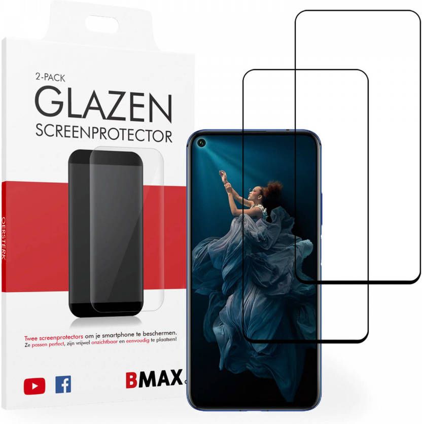 HomeLiving 2-pack BMAX Honor 20 Screenprotector Glass Full Cover 2.5D Black