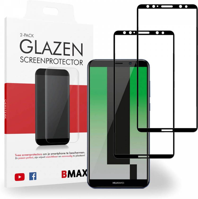 HomeLiving 2-pack BMAX Huawei Mate 10 Lite Screenprotector Glass Full Cover 2.5D Black