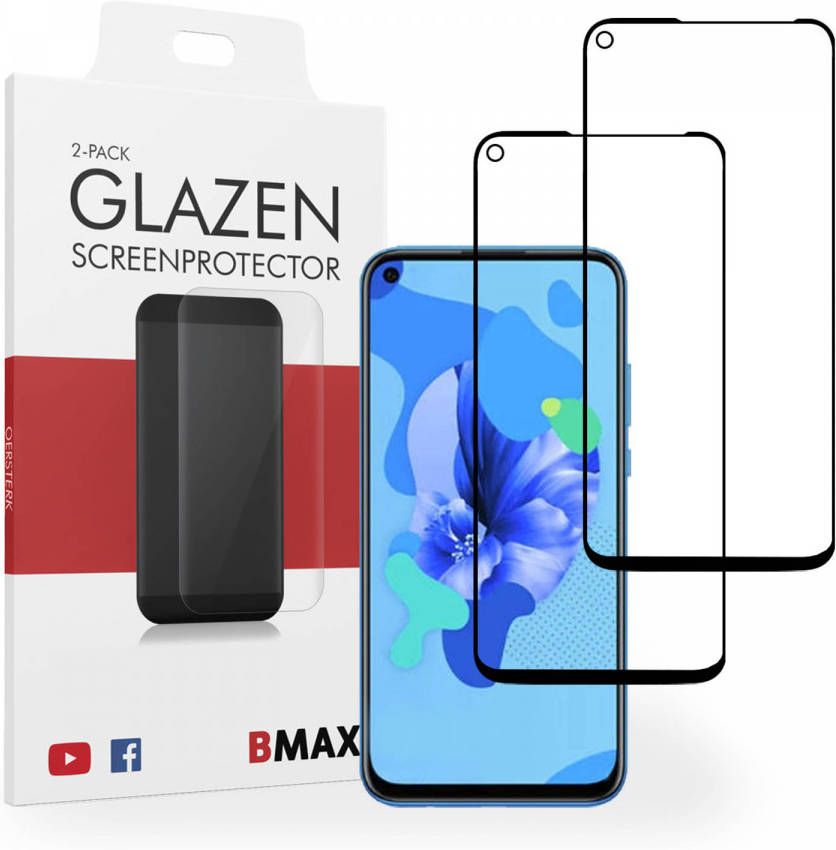 HomeLiving 2-pack BMAX Huawei Mate 30 Lite Screenprotector Glass Full Cover 2.5D Black