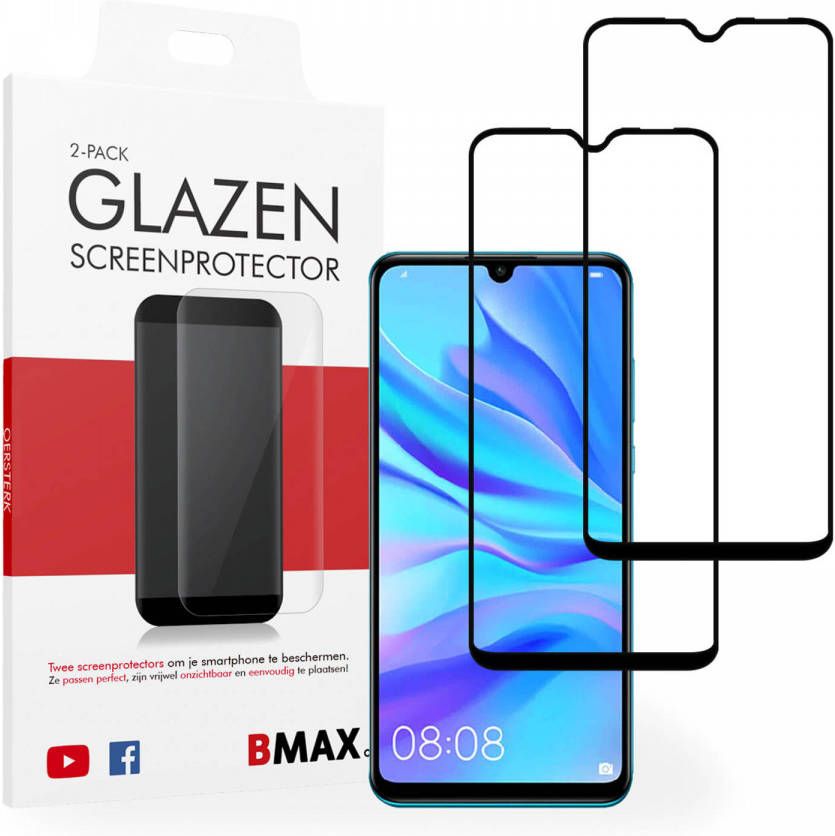 HomeLiving 2-pack BMAX Huawei P30 Lite Screenprotector Glass Full Cover 2.5D Black