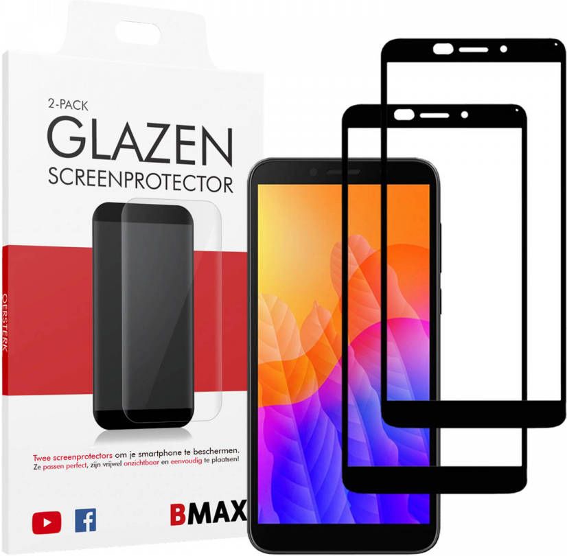 HomeLiving 2-pack BMAX Huawei Y5P Screenprotector Glass Full Cover 2.5D Black