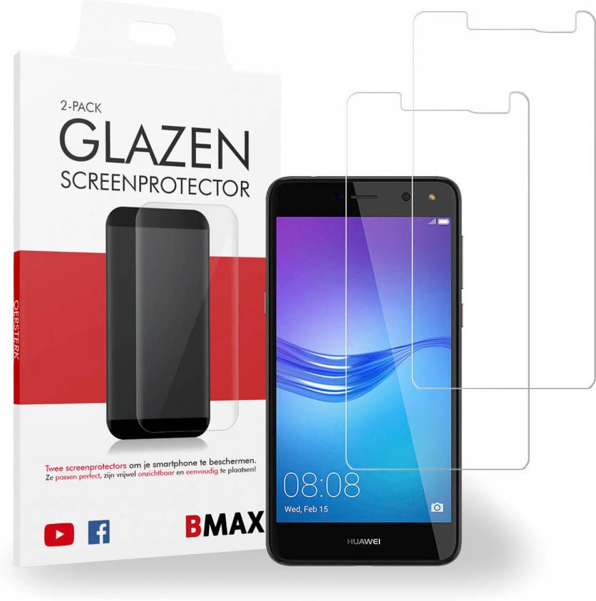 HomeLiving 2-pack BMAX Huawei Y6 2017 Screenprotector Glass 2.5D