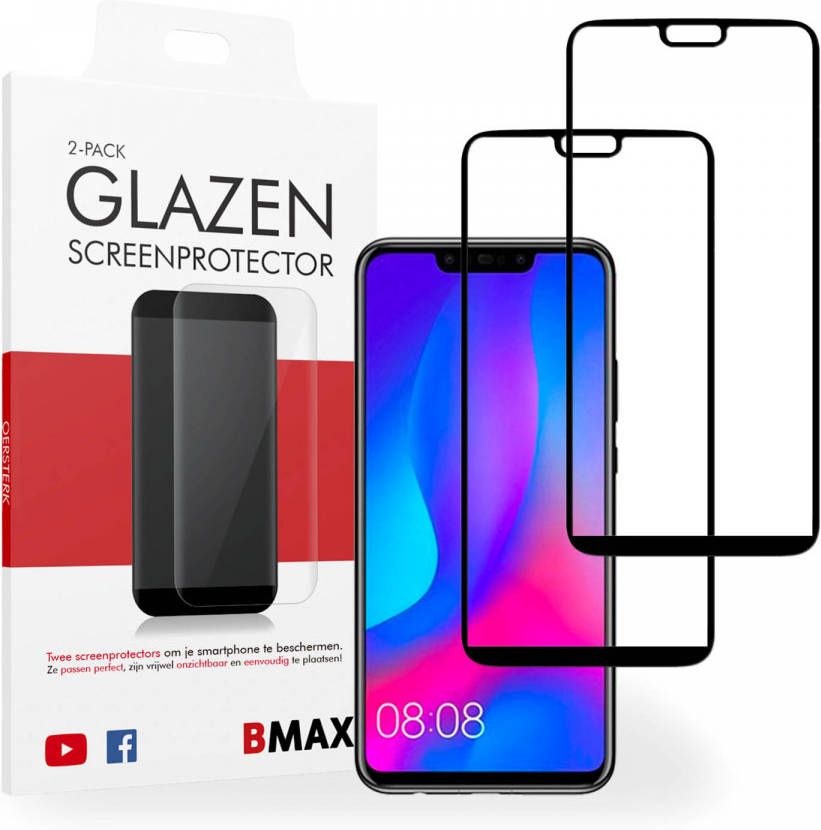 HomeLiving 2-pack BMAX Huawei Y9 2019 Screenprotector Glass Full Cover 2.5D Black