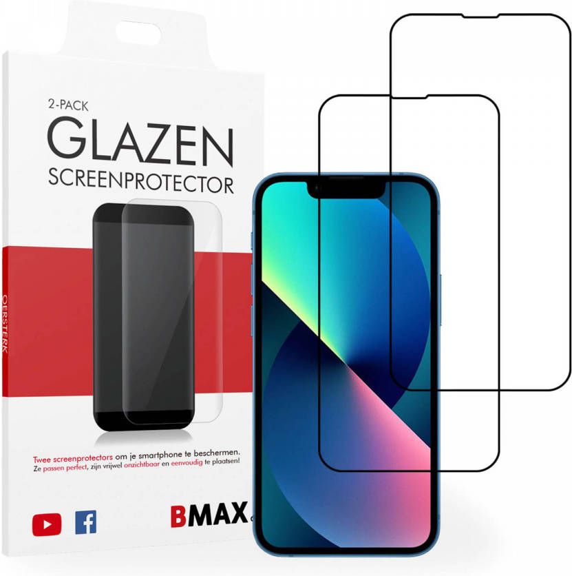 HomeLiving 2-pack BMAX iPhone 13 Mini Screenprotector Full cover Glass 5D Black