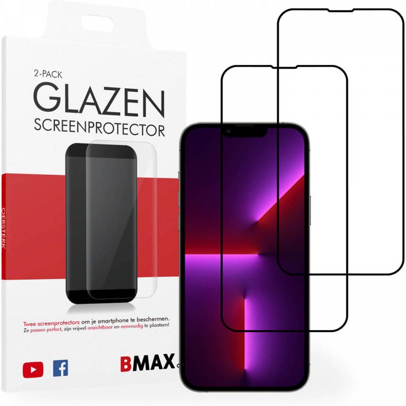 HomeLiving 2-pack BMAX iPhone 13 Pro Max Screenprotector Full cover Glass 5D Black