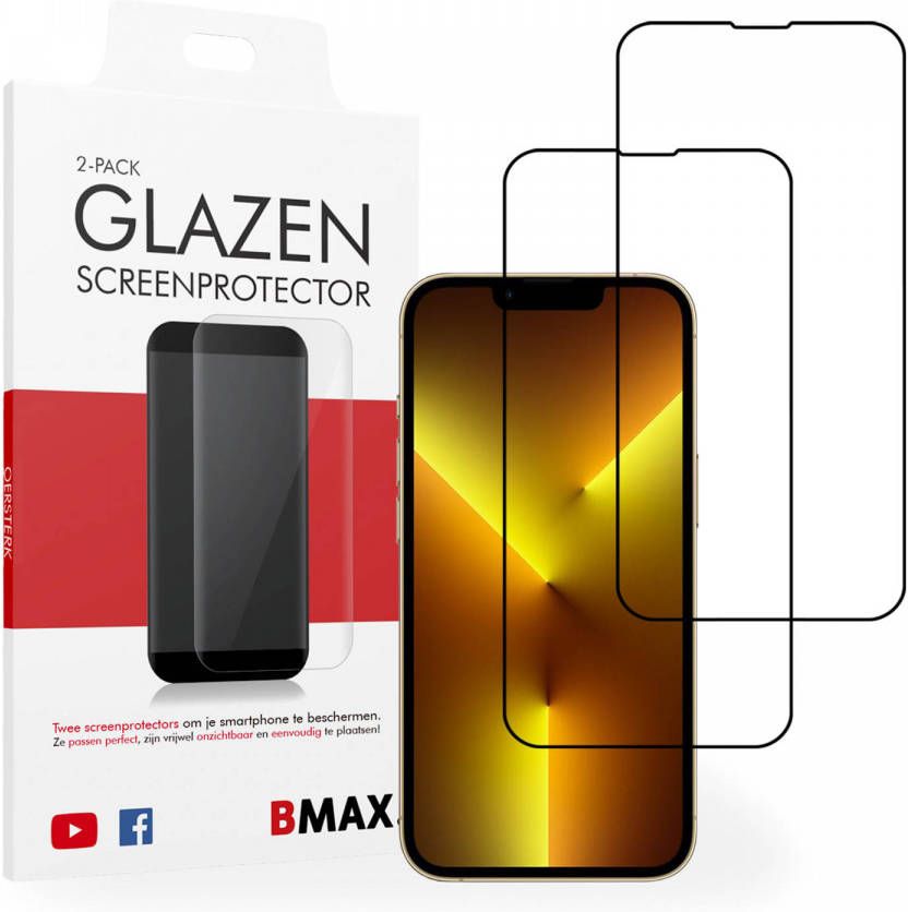 HomeLiving 2-pack BMAX iPhone 13 Pro Screenprotector Full cover Glass 5D Black