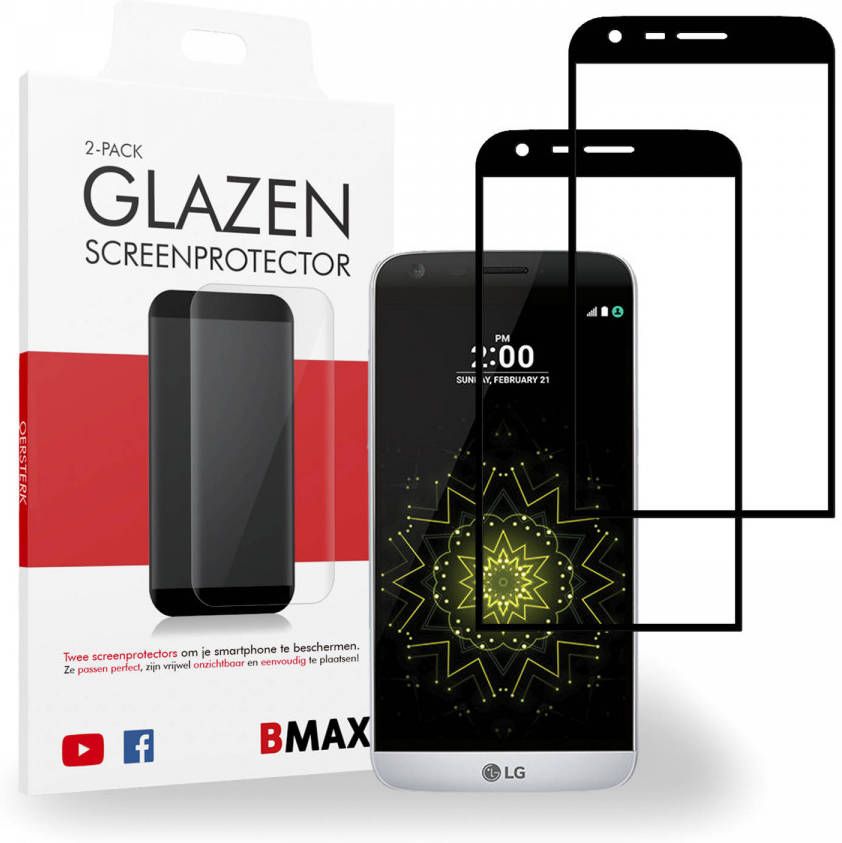 HomeLiving 2-pack BMAX LG G5 Screenprotector Glass Edge Glue 3D Full Cover Black