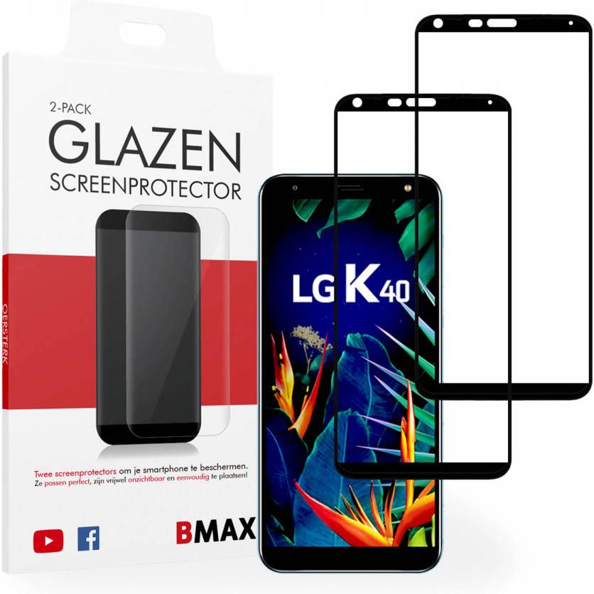 HomeLiving 2-pack BMAX LG K40 Screenprotector Glass Full Cover 2.5D Black