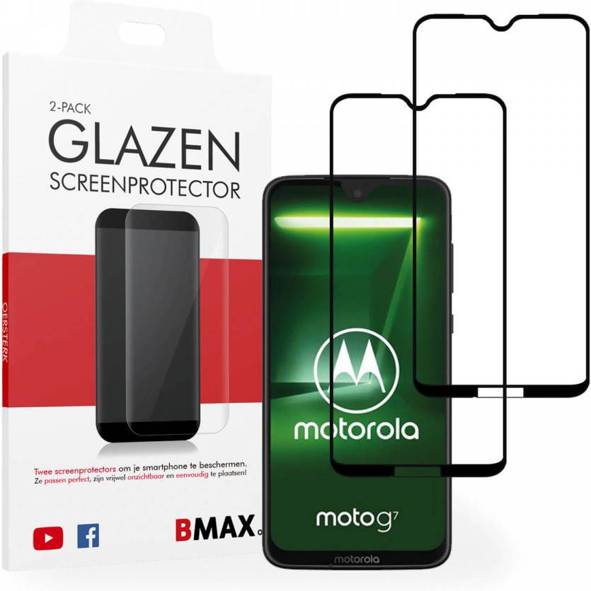 HomeLiving 2-pack BMAX Motorola Moto G7 Screenprotector Glass Full Cover 2.5D Black