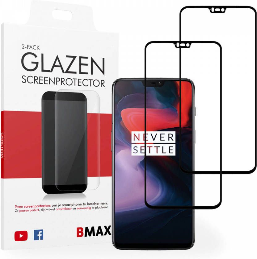 HomeLiving 2-pack BMAX OnePlus 6 Screenprotector Glass Full Cover 5D Black