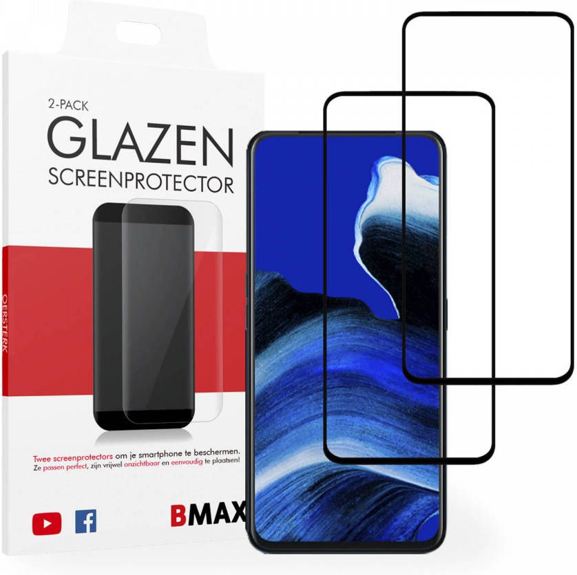 HomeLiving 2-pack BMAX OPPO Reno 2Z Screenprotector Glass Full Cover 2.5D Black