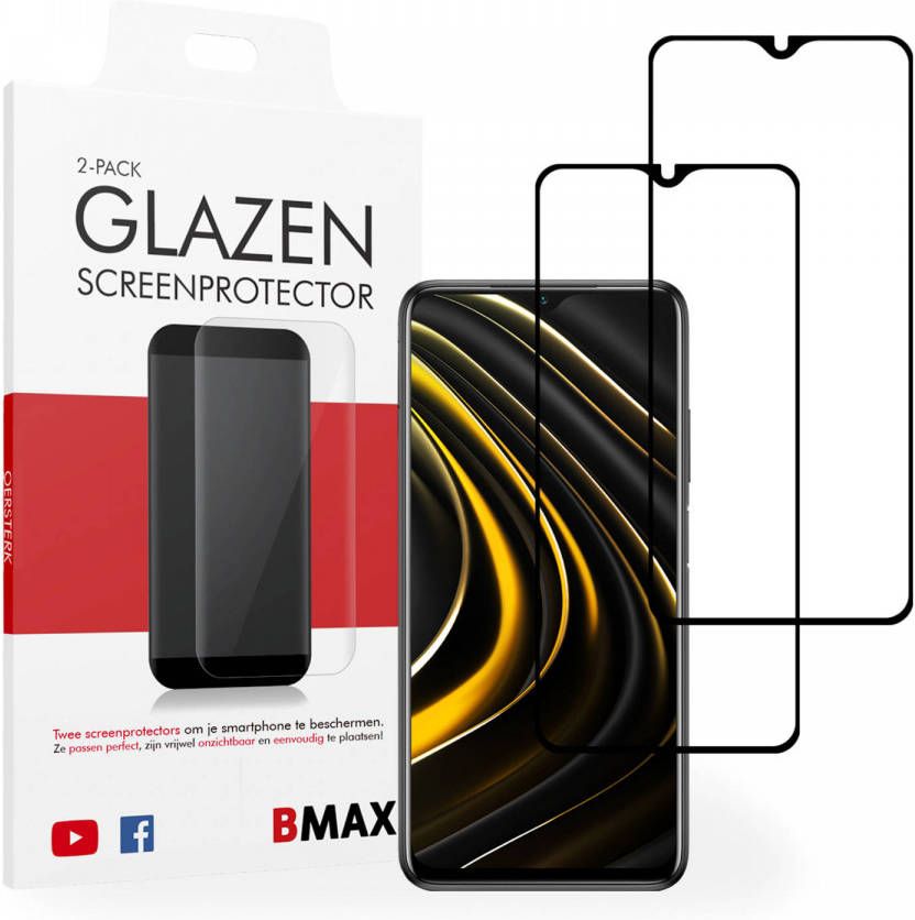 HomeLiving 2-pack BMAX Poco M3 Screenprotector Glass Full Cover 2.5D Black